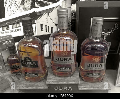 Jura Malt Whisky en vitrine, Edinburgh, Ecosse, Royaume-Uni Banque D'Images