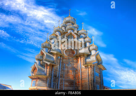 L'Eglise de la Transfiguration, l'île de Kizhi, Fédération de Russie, le lac Onega, construit 1714, site du patrimoine mondial de l'UNESCO Banque D'Images