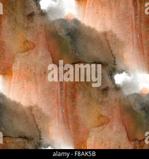 Seamless texture brun noir Aquarelle fond papier peint à la main Banque D'Images