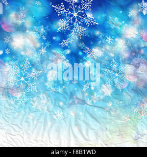 Arrière-plan graphique d'hiver avec la neige flocons différents Banque D'Images
