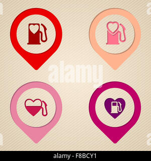 Le symbole de la pompe du réservoir de carburant du coeur avec des pointeurs télévision Banque D'Images