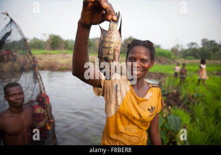 La pêche traditionnelle dans Douraghio. Côte d'Ivoire. Afrique du Sud Banque D'Images