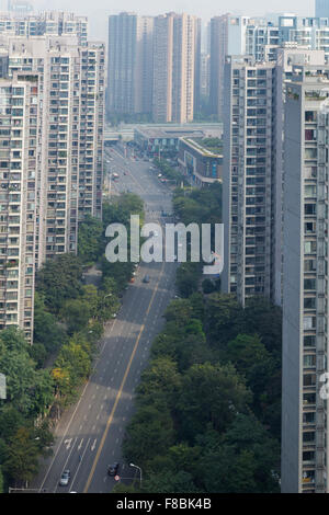 Blocs d'appartements de grande hauteur de la ville de Chengdu dans la province du Sichuan Chine LA008738 Banque D'Images