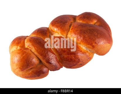 Pain Challah isolé sur fond blanc Banque D'Images