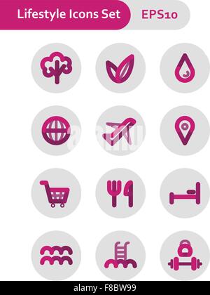 Vie icons set Illustration de Vecteur