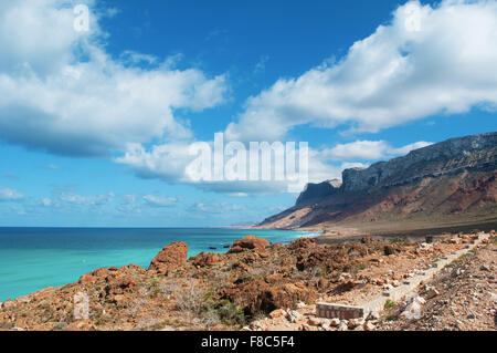 Socotra, île, Yémen, Moyen Orient : : plage Océan Indien et la zone protégée de Archer, dans le nord-est de l'archipel de Socotra, biodiversité unique Banque D'Images