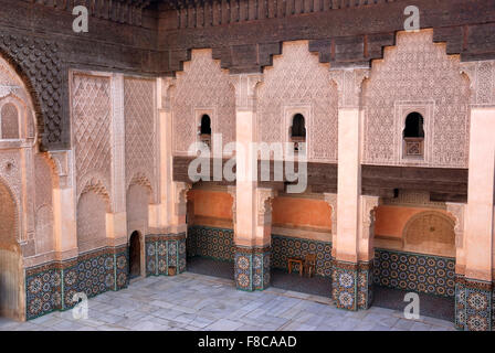 Ali Ben Youssef Madrassa à Marrakech, Maroc.C'est une très vieille école coranique. Banque D'Images