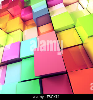 Résumé Contexte les cubes de couleur 3D Banque D'Images