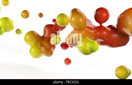 Image 3D de liquide jaune et rouge abstrait Banque D'Images