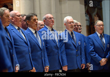 Le Rosemount Male Voice Choir d'effectuer dans la Cathédrale St Columb à Londonderry (Derry), l'Irlande du Nord Banque D'Images