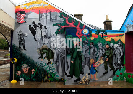 '819' peinture murale fresque Invergordon Railway Station Highland Scotland UK Banque D'Images