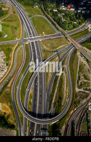 Intersection autoroute nouvellement construit à l'ouest de Bochum avec terminal anneau de Donetsk, de la Ruhr, Bochum, Rhénanie du Nord-Westphalie Banque D'Images