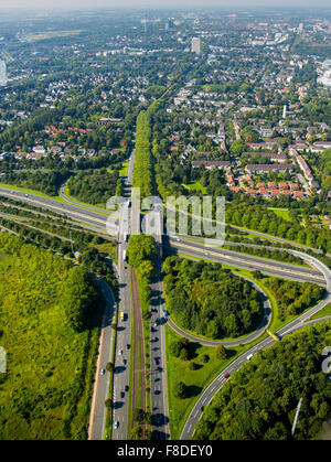 Jonction affaires Stadtkrone os dans lequel se trouvent A40 et B236, route, autoroute, ville Westfalendamm, B1, Ruhrschnellweg, Dortmund, Ruhr, Banque D'Images