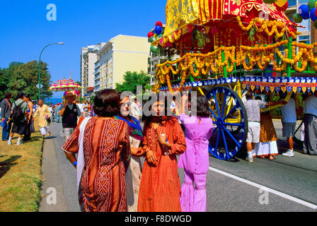 Défilé de chars d'Hare Krishna et Festival de l'Inde, Vancouver, BC, British Columbia, Canada Banque D'Images