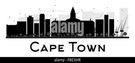 Cape Town City skyline silhouette noir et blanc. Vector illustration. Concept simple pour le tourisme, la bannière de présentation Illustration de Vecteur