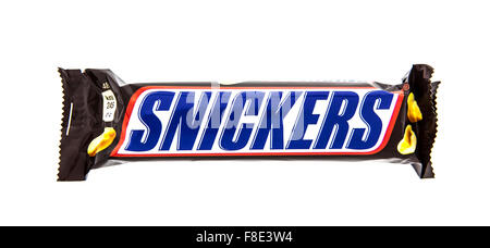 Snickers barre de chocolat faites par Mars, Incorporated. Banque D'Images