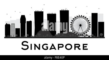 Singapore City skyline silhouette noir et blanc. Vector illustration. Concept simple pour le tourisme, la bannière de présentation Illustration de Vecteur