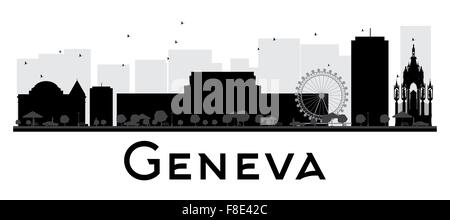 Genève ville silhouette noir et blanc. Vector illustration. Concept simple pour le tourisme, la bannière de présentation Illustration de Vecteur