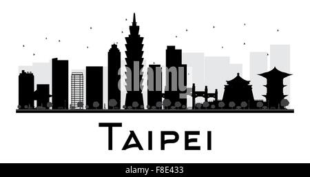 Taipei City skyline silhouette noir et blanc. Vector illustration. Concept simple pour le tourisme présentation, bannière, Illustration de Vecteur