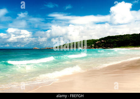 Plage de Grand'Anse, La Digue, Seychelles Banque D'Images