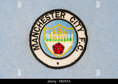 Close up of Manchester City Football Club Crest Banque D'Images