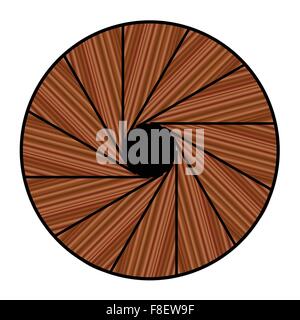 Image abstraite d'une vue vers le bas un staicase en spirale en bois poli Illustration de Vecteur