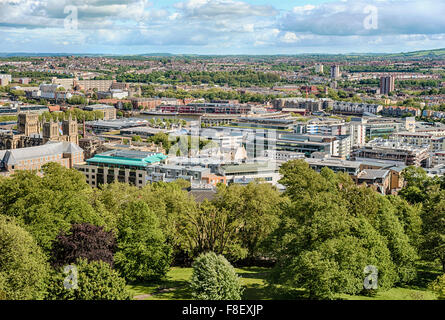 Vue de Brandon Hill sur le centre-ville de Bristol, vu de la tour Cabot, Somerset, England, UK Banque D'Images