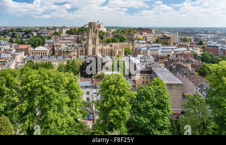 Vue de Brandon Hill sur le centre-ville de Bristol, vu de la tour Cabot, Somerset, England, UK Banque D'Images