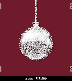 Boule de Noël sur fond rouge fait à partir de givre blanc particl Illustration de Vecteur