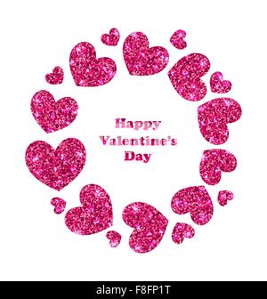Cadre rond en Glitter Coeurs pour la Saint-Valentin Illustration de Vecteur
