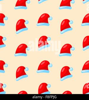 Motif de Noël transparente rouge Santa hats Illustration de Vecteur