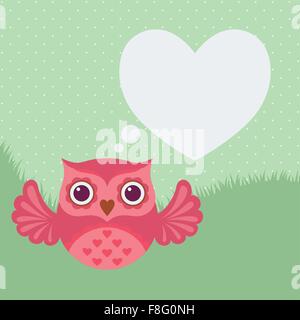Télévision Cute owl icône. Carte de l'amour Saint-valentin. Vector illustration. Illustration de Vecteur