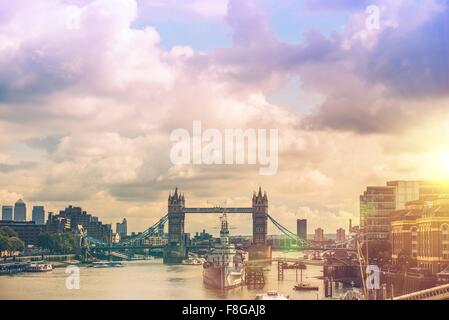 Londres Tamise Panorama. Londres, Angleterre, Royaume-Uni. Banque D'Images
