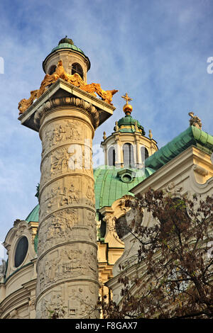 Vue partielle de Karlskirche ('Charles'' de l'église), Vienne, Autriche. Banque D'Images