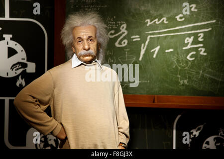 Albert Einstein dans le musée Madame Tussauds waxworks museum, parc Prater, Vienne Banque D'Images