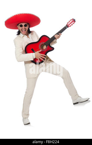 Guitariste mexicain isolated on white Banque D'Images