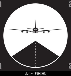 Avion ou icône airport en noir et blanc, l'élément ou le symbole pour la conception. Illustration de Vecteur