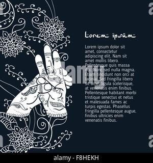 Le yoga de l'élément varun mudra avec les mains. mehendi Illustration de Vecteur