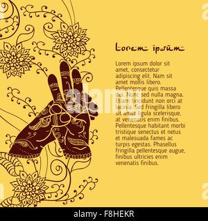 Le yoga de l'élément varun mudra avec les mains. mehendi Illustration de Vecteur