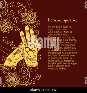 Le yoga de l'élément varun mudra avec les mains. mehendi Illustration de Vecteur