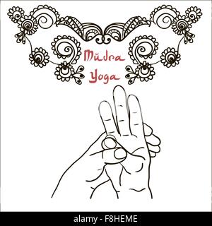 Le yoga de l'élément varun mudra avec les mains. mehendi Illustration de Vecteur