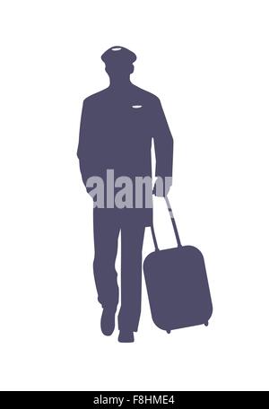 Image vecteur de pilote d'avion civil silhouette, isolated on white Illustration de Vecteur