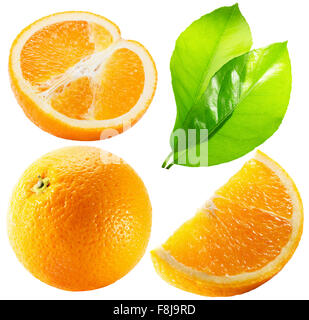 Collection de l'orange isolé sur fond blanc. Banque D'Images