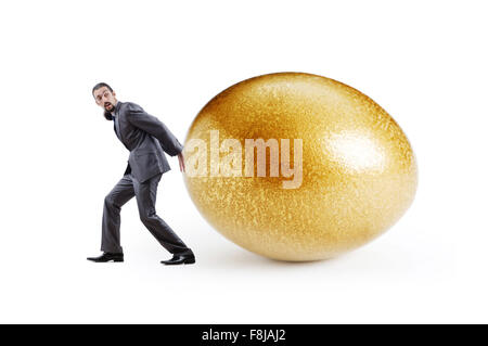 L'homme et aux oeufs d'isolated on white Banque D'Images