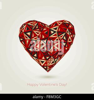 Happy valentines day. Carte de vœux d'amour avec forme de coeur design en style poly bas Illustration de Vecteur