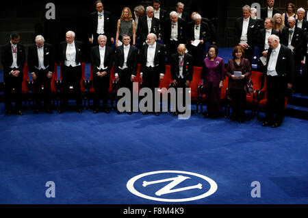 Stockholm, Suède. Dec 10, 2015. Prix Nobel assister à la cérémonie du prix Nobel à la salle de Concert de Stockholm, capitale de la Suède, 10 décembre 2015. Credit : Ye Pingfan/Xinhua/Alamy Live News Banque D'Images