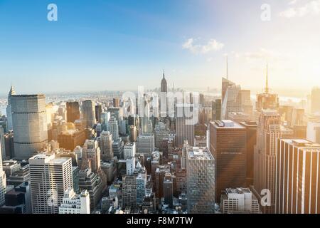 High angle view of Manhattan et Empire State Building, New York, USA Banque D'Images