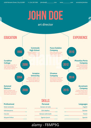 Curriculum vitae cv cv moderne template design avec des couleurs fraîches Banque D'Images