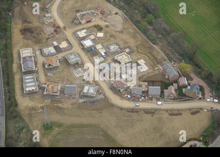 Une vue aérienne d'un nouveau projet de construction maison greenfield dans le Northamptonshire Banque D'Images