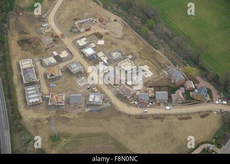 Une vue aérienne d'un nouveau projet de construction maison greenfield dans le Northamptonshire Banque D'Images